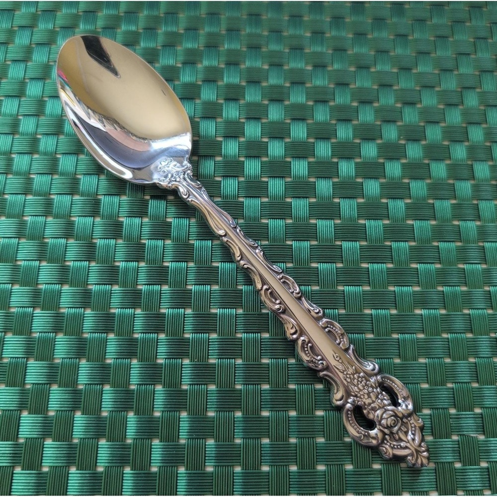 1 Oneida Da Vinci Teaspoon Stainless Floral Glossy USA Cube Vtg Single Spoon